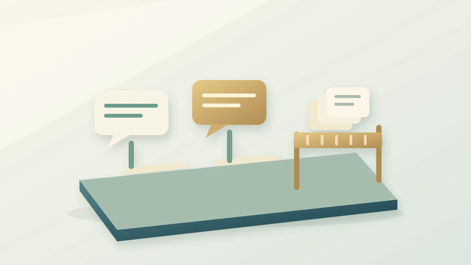 Two speech paths are open while a separate group of speech tokens waits behind a controlled gate.
