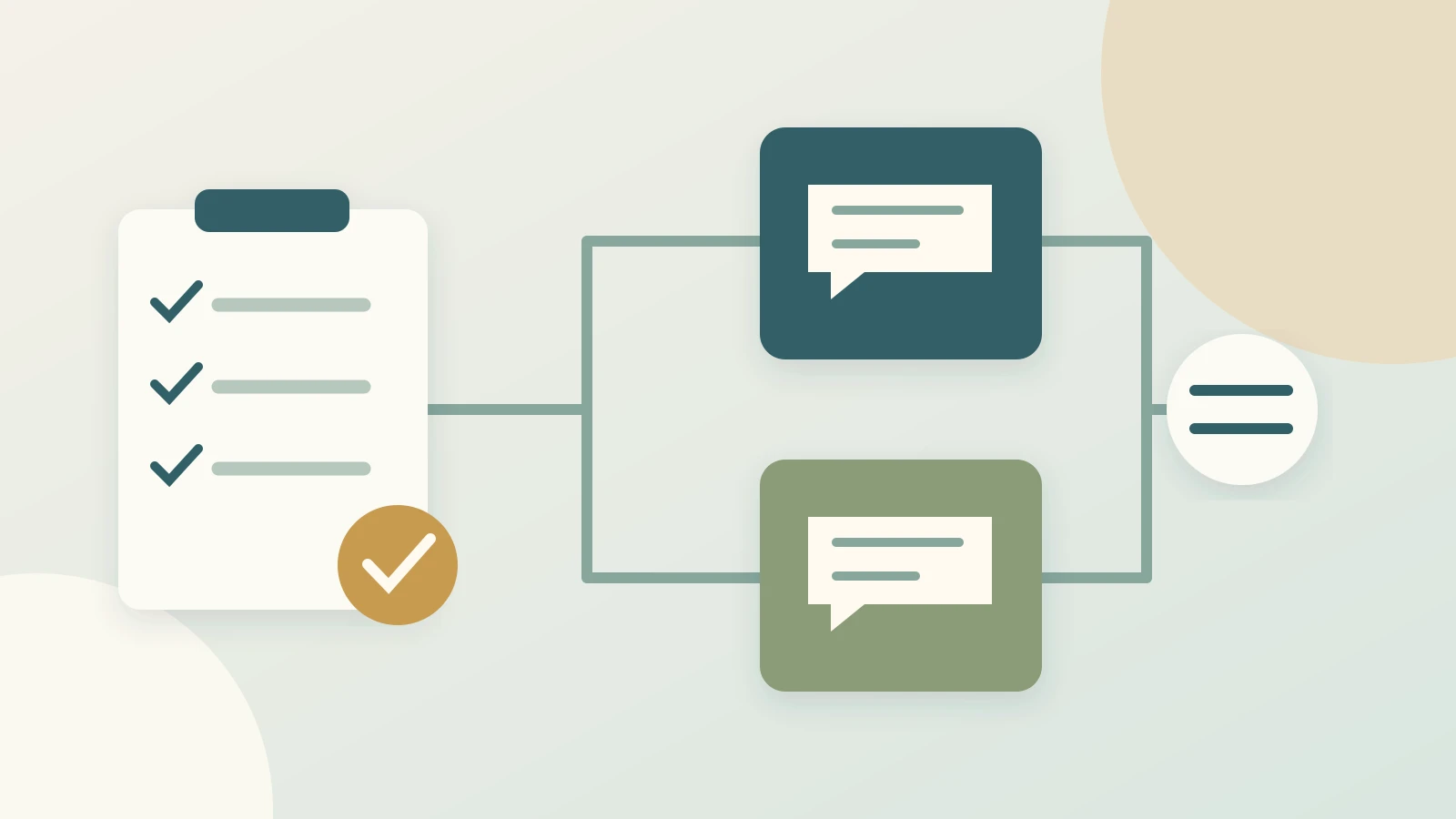 A reviewed set of test cases splits into two agent versions whose conversation results are compared side by side.