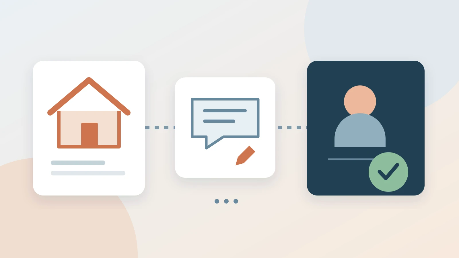 A house search and message draft pass through a human approval checkpoint before reaching a client.